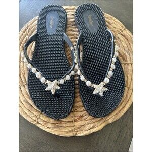 Swalker Women's Crystal Sandal TWINKLE Size 10 Black New Without Box